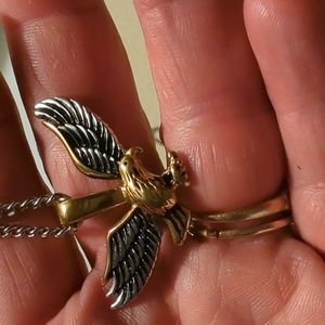 STAINLESS AN GOLD EAGLE CHARM W/ 24" CHAIN